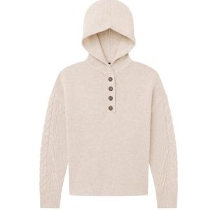 NADAAM Cable Knit Sleeve Henley Hoodie